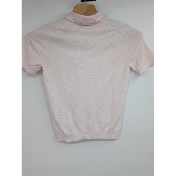 Reiss Men's short sleeve half zip knitted‎ polo shirt pink XS - Picture 5 of 6